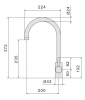 Baterie chiuveta FALMEC ISEO Round  Black, Cu dus extractabil, Pivotanta, Monocomanda,Material compozit Ceramix