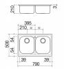 Chiuveta BARAZZA B_FAST 1LFS82 79x50 cm cu 2 cuve, AISI 304 din otel inoxidabil