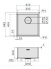 Chiuveta FALMEC COMO 40, 1 Cuva, Dimensiune exterioara 430 x 430 mm, AISI 304 otel inoxidabil, Radius 12mm, Preaplin Perimetral, Fibra anti-zgomot, Sistem drenaj FALMEC, Instalare flush sau pe blat