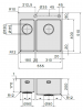 Chiuveta FALMEC GARDA 1831, 2 Cuve, Dimensiune exterioara 555 x 510 mm, Orificiu montaj robinet, AISI 304 otel inoxidabil, Radius 12mm, Supapa de golire automata, Fibra anti-zgomot, Sistem drenaj FALMEC, Instalare flush sau pe blat