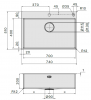 Chiuveta FALMEC GARDA 70, 1 Cuva, Dimensiune exterioara 740 x 510 mm, Orificiu montaj robinet, AISI 304 otel inoxidabil, Radius 12mm, Supapa de golire automata, Fibra anti-zgomot, Sistem drenaj FALMEC, Instalare flush sau pe blat