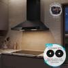 Hota de perete Kompatic by Turbionaire Alvia 60 Black KALVW60B, Motor Brushless 450 mc/h, Clasa A+++, Filtre carbon incluse, Timer, Touch Control, Reminder curatare filtre, Iluminare LED, 3 viteze + Boost, Negru