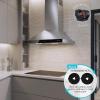 Hota de perete Kompatic by Turbionaire Alvia 60 KALVW60, Motor Brushless 450 mc/h, Clasa A+++, Filtre carbon incluse, Timer, Touch Control, Reminder curatare filtre, Iluminare LED, 3 viteze + Boost, Inox