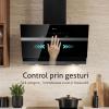 Hota de perete Kompatic by Turbionaire Eloise 60 KELSW60B, Motor 800 mc/h, WIFI, Clasa A+++, Control prin Gesturi si Touch, Functie curatare aer, Reminder curatare filtre, Dubla aspiratie, Filtre carbon incluse, Iluminare LED, 3 viteze+Boost/SuperBoo