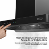 Hota de perete Kompatic by Turbionaire KTE90WPB, Motor 800 mc/h, Clasa A++, Functionare automata, Senzor monitorizare temperatura, Functie curatare aer, Iluminare LED, 3 viteze, Boost si Super Boost, 90 cm, Negru