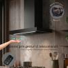 Hota de perete Kompatic by Turbionaire, Yara 60 KPYR60WB Motor 800mc/h, Clasa A++, Control prin Gesturi si Touch, Sistem anti-condens No Drip, Telecomanda, Functie curatare aer, Iluminare LED ajustabila, Aspiratie perimetrala, 60 cm, Negru mat