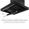Hota de perete Kompatic by Turbionaire, Yara 60 KPYR60WB Motor 800mc/h, Clasa A++, Control prin Gesturi si Touch, Sistem anti-condens No Drip, Telecomanda, Functie curatare aer, Iluminare LED ajustabila, Aspiratie perimetrala, 60 cm, Negru mat