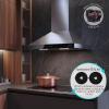 Hota de perete Turbionaire Maeve 60 TMVW60, Motor Brushless 450 mc/h, Clasa A+++, Filtre carbon incluse, Timer, Touch Control, Iluminare LED, 3 viteze + Boost, Inox