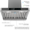 Hota de perete Turbionaire Tech 60 Pro TTE60WPS, Motor 800 mc/h, Clasa A++, Functionare automata, Senzor monitorizare temperatura, Functie curatare aer, Iluminare LED, 3 viteze, Boost si Super boost, 60 cm, Inox