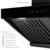 Hota Kompatic by Turbionaire, Kori 90 KPKR90WB, Perete, Motor 800mc/h, Clasa A++, Control prin Gesturi, Touch, Telecomanda, Auto Heat Detection Mode, Reminder curatare filtre, Colector grasimi, Boost/Super Boost, Filtre Baffle Avansate, Negru, 90 cm
