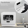 Masina de spalat vase compacta Turbionaire AVA 3 TPDSAVA3CTD, Rezervor apa 7 l detasabil,  6 programe, Indicator sare, Dedurizator apa, Pompa evacuare apa, Spalare eficienta tip 360°, Dubla posibilitate alimentare apa, 45cm, Alb