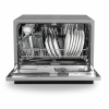Masina de spalat vase compacta Turbionaire AVA 6 PLUS TPDSAVA6CTBP, 6 seturi, 5 programe, Clasa D, Panou frontal sticla neagra, Indicator umplere sare, Indicator umplere agent de clatire, Dedurizator apa, Spalare eficienta tip 360°, Restart, Mod Eco