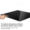 Plita incorporabila Turbionaire Feel 60SB4, Inductie, 60 cm, 9 niveluri, 4 zone de gatit, Display LED, Timer, Boost, Control Tactil si Slider, Senzor Pan, Blocare pentru copii, Sticla vitro ceramica neagra