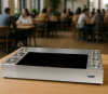 Statie de gatit cu plita cu inductie Kompatic by Turbionaire KFE35CSPT2, 3500W, Profesionala, 2 zone de gatit, Recipiente gastronomice incluse, Control Touch, Sticla Ceramica neagra, Finisaj Inox