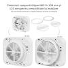 Ventilator de baie Turbionaire Axio 1012 R, multifuncțional, Debit aer max. 163mc/h, Telecomanda, Consum max. 7.8W, 5 viteze + Boost, Motor DC Brushless, Conectori si Clapete anti retur 100 mm si 120 mm, Alb