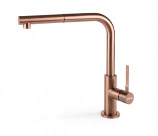 Baterie chiuveta FALMEC TREVI Corner Copper Bronze, Cu dus extractabil, Pivotanta, Monocomanda, Inox AISI 304