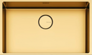 Chiuveta FALMEC COMO 70 Gold,1 Cuva, Adancime 200mm, AISI 304 otel inoxidabil, Radius 12mm, Fibra fonoabsorbantă, Orificiu de preaplin, Sistem drenaj fara imbinari FALMEC, Auriu