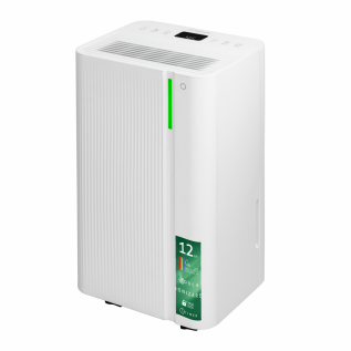 Dezumidificator Turbionaire LEVI 12 ION, 12 l/24h, Purificare prin Ionizare, Silentios 38 dB, Garantie 3 ani, Rezervor 1.8l, Control digital tactil, Indicator luminos LED umiditate, Timer, Auto- restart