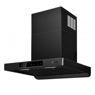 Hota de perete Kompatic by Turbionaire, KTE60WPB, Motor 800 mc/h, Clasa A++, Functionare automata, Senzor monitorizare temperatura, Functie curatare aer, Iluminare LED, 3 viteze, Boost si Super Boost, 60 cm, Negru