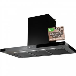 Hota de perete Turbionaire Ama 90 Wall Black, Motor 800 mc/h, Clasa A++, Motor brushless, Finisaj Negru mat, Control Touch, Iluminare LED 4000K, Display digital