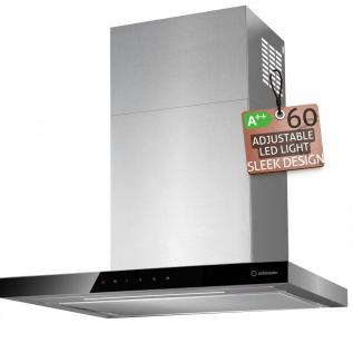 Hota de perete Turbionaire Elyn 60 TEY60W, Motor Brushless 800 mc/h, Clasa A++, Inox, Iluminat LED ajustabil, Control touch, 3 viteze +Boost si Super Boost, Aspiratie perimetrala, 60 cm, inox