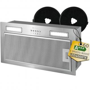 Hota incorporabila Kompatic by Turbionaire Lane 50 KLN50SI, Motor brushless 450 mc/h, Clasa A+++, Kit filtre carbon inclus, Control electronic, Iluminare LED, 3 viteze + Boost, Inox