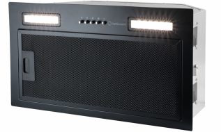 Hota incorporabila Turbionaire Luna 50 Black, Motor 460 mc/h, Iluminare LED 4000K, 3 viteze, Filtru grasimi din aluminiu negru in 5 straturi