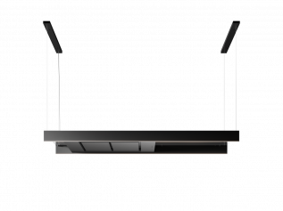 Hota insula Falmec Light, L=120 cm, Filtru Carbon Zeo, Negru Mat, Tehnologie Multi-Air, Fabricatie Italia, Garantie 5 ani, 500mc/h, Iluminare LED, Telecomanda inclusa