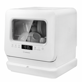 Masina de spalat vase compacta Turbionaire AVA 3 TPDSAVA3CTD, Rezervor apa 7 l detasabil,  6 programe, Indicator sare, Dedurizator apa, Pompa evacuare apa, Spalare eficienta tip 360°, Dubla posibilitate alimentare apa, 45cm, Alb