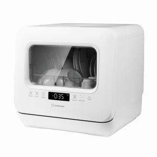 Masina de spalat vase compacta Turbionaire AVA 3 TPDSAVA3CTD, Rezervor apa 7 l detasabil,  6 programe, Indicator sare, Dedurizator apa, Pompa evacuare apa, Spalare eficienta tip 360°, Dubla posibilitate alimentare apa, 45cm, Alb