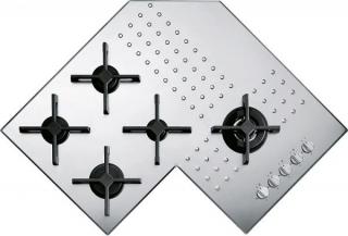 Plita de colt cu 4 arzatoare pe gaz si 1 tripla coroana BARAZZA Select 1PIA1SLVE 90 cm