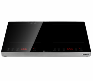 Plita semi-profesionala Kompatic by Turbionaire KFE35TBT2, 3500W, Inductie, 2 zone de gatit, Finisaj Inox,10 trepte temperatura, Functie Boost, Timer, Control Touch, Sticla ceramica neagra Plita semi-profesionala Kompatic by Turbionaire KFE35TBT2, 3500W, Inductie, 2 zone de gatit, Finisaj Inox,10 trepte temperatura, Functie Boost, Timer, Control Touch, Sticla ceramica neagra
