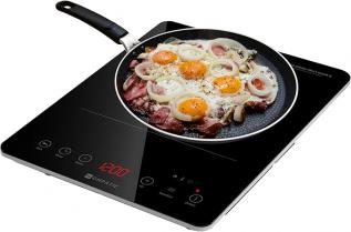 Plita electrica Kompatic by Turbionaire, KFE20SBT1, 2000W, Inductie,10 trepte de temperatura, 8 trepte de putere,Timer, Touch Control, Blocare pentru copii, Sticla ceramica neagra, Display LED