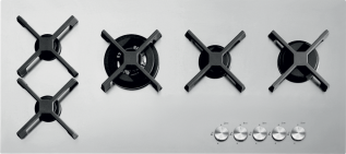 Plita pe gaz cu 2 arzatoare pe gaz, 2 arzatoare pentru peste si 1 tripla coroana BARAZZA Select 1PI100SLVE 100 cm