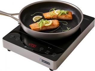 Plita Profesionala Kompatic by Turbionaire KFE35TPBT1, 3500W, Inductie, Finisaj Inox,10 trepte temperatura, Timer, Control Touch, Sticla ceramica neagra, Display LED