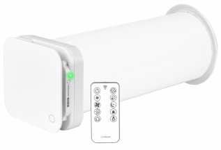 Ventilator cu recuperare de caldura Turbionaire Trend HRV 150 WMI, Schimbator ceramic izolat termic si fonic, Senzor de umiditate, Telecomanda, Timer, 8 viteze, Mod Sleep, Motor DC Brushless, 158 mm, Funcție Auto, Flux de aer reversibil