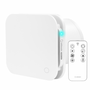 Ventilator de baie multifuncțional Turbionaire Trend Plus 120 WM, Telecomanda, Consum max. 5.5W, 7 viteze + Boost, Motor DC Brushless, Clapeta anti retur, Timer reglabil, Debit aer 150mc/h, Silentios, Diametru 120mm, Garantie 60 luni