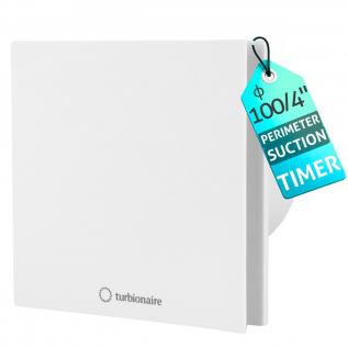 Ventilator de baie Turbionaire ARTE 100 TW, Alb, Timer, Clapeta antiretur, Aspiratie perimetrala, Diametru racord 100mm, Protectie IPX4