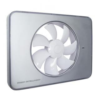 Ventilator FRESH Intellivent 2.0 argintiu cu elice alba, Garantie 5 ani, Timer reglabil, Auto-control al umiditatii,Consum 5 W, 134mc/h, Maxim 21 dB(A), Fabricatie Suedia