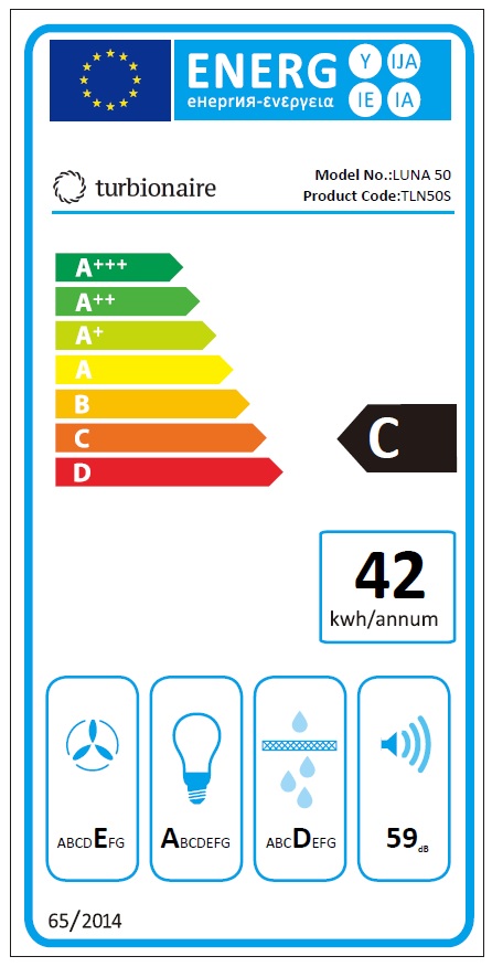 Hota incorporabila Turbionaire Luna 50, iluminare LED, filtru 5 straturi - Intax
