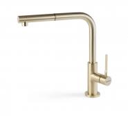 Baterie chiuveta FALMEC TREVI Corner Pale Gold, Cu dus extractabil, Pivotanta, Monocomanda, Inox AISI 304
