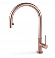 Baterie chiuveta FALMEC TREVI Round PVD Copper, Cu dus extractabil, Pivotanta, Monocomanda, Inox AISI 304