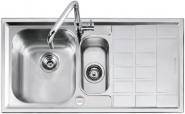 Chiuveta BARAZZA B_Level 1LLV100/D 100x50 cm, 1 Cuva mare, 1 Cuva mica, Picurator pe partea dreapta, Fabricatie Italia , Inox AISI 30 Extra gros