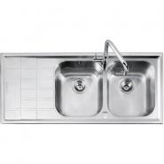 Chiuveta BARAZZA B_Level 1LLV120/2S 116x50 cm, 2 Cuve, Picurator pe partea stanga, Fabricatie Italia