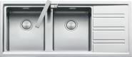 Chiuveta BARAZZA Easy 1LES12RD 116x50 cm cu 2 cuve si picurator pe partea dreapta, Fabricatie Italia, Adancime cuva 215mm, Cuve cu radius