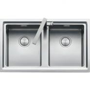 Chiuveta BARAZZA Easy 1LES92P 86x51 cm cu 2 cuve, Fabricatie Italia, Adancime cuve 215 mm, Inox masiv, Cuve cu radius