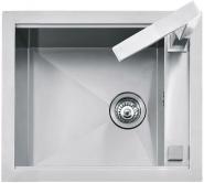 Chiuveta BARAZZA Lab 1LLB65 44x43 cm cu 1 cuva, Nisa pentru accesorii, Radius 0, Fabricatie Italia, Inox masiv