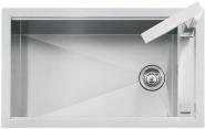 Chiuveta BARAZZA Lab 1LLB95 86x51, 1 cuva, Radius 0, Blat rectangular din inox HPL 1TBF, Strecuratoare Inox 1VBF, Baterie B_Free 1RUBMBFA, Inox AISI 304, Fabricatie Italia