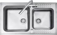 Chiuveta BARAZZA Select 1ISB9060/2 86x50 cm cu 2 cuve, Fabricatie Italia, Capac pentru preaplin, Inox masiv