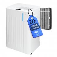 Dezumidificator si Purificator Turbionaire LEVI 20 ION Clean, 20 l/24h, Ionizare, Filtru Hepa, Uscare rufe, Silentios 41 dB, Garantie 3 ani, Rezervor 4.5l, Consum redus de energie,Timer, Auto- restart